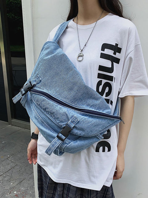 Women Vintage Denim Large Capacity Crossbody Bag