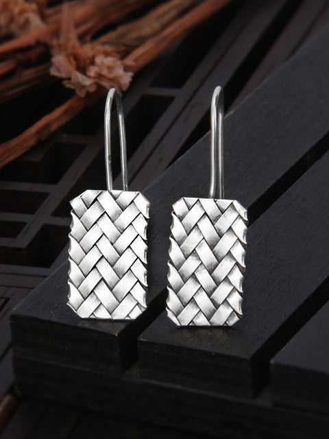 Women Vintage S925Sliver Knitted Ethnic Earrings