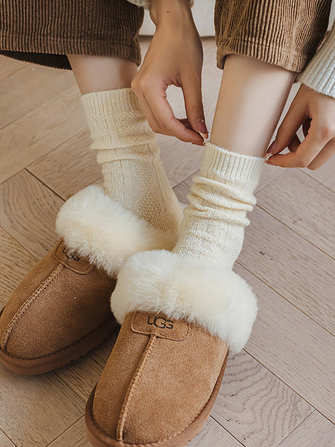 6 Pairs Women Winter Solid Wool Socks