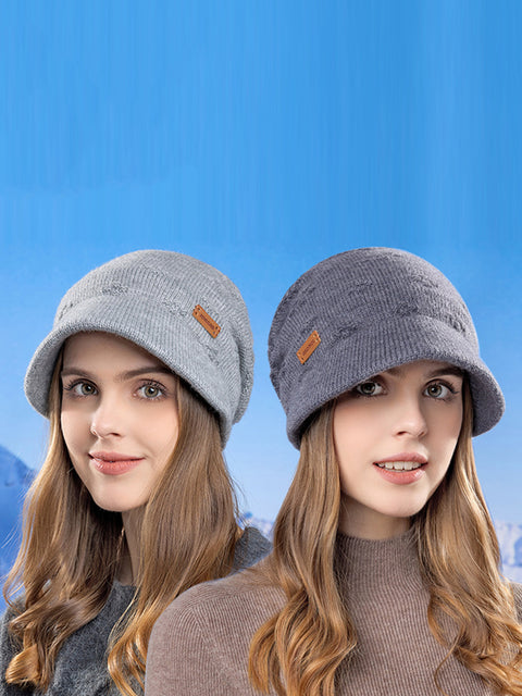 Women Winter Warm Knit Solid Hat