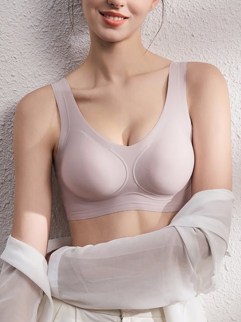 Women Casual Seamless Solid Fixed Cup Bra