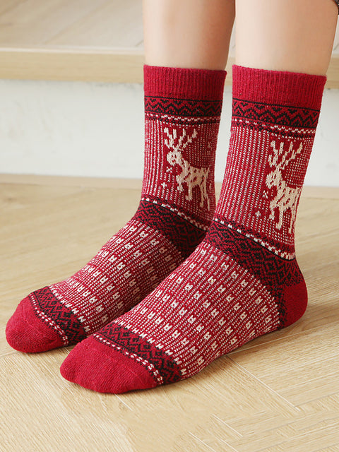 5 Pairs Women Retro Knitted Socks