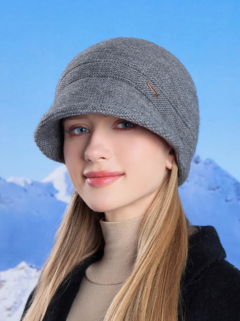 Women Winter Solid Warm Knit Hat