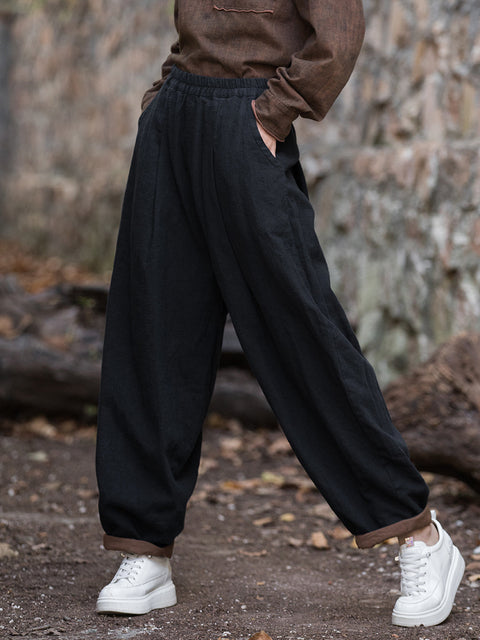 Women Spring Casual Solid Spliced Harem Pants