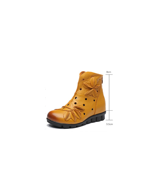 Women Spring Leahter Hollow Out Spliced Boots