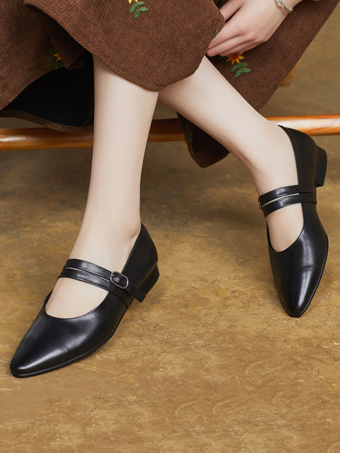 Women Spring Genuine Soft Leather Pointed Shoes