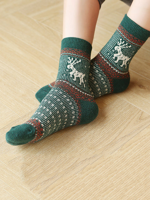 5 Pairs Women Retro Knitted Socks