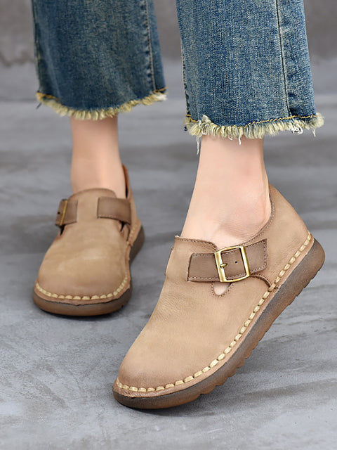 Women Spring Genuine Leather Flat Shoes