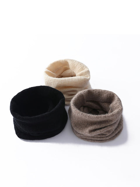 Women Casual Solid Plaid Cashmere Knit Neckerchief