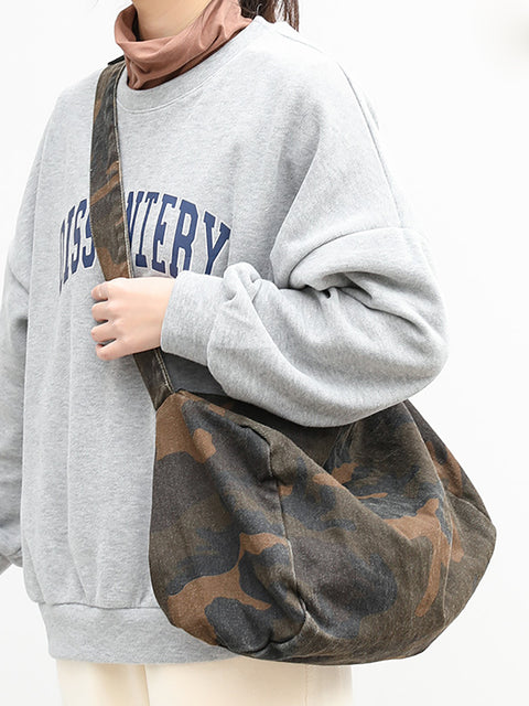 Women Artsy Camouflage Washed Shoulder Bag Crossbody Bag