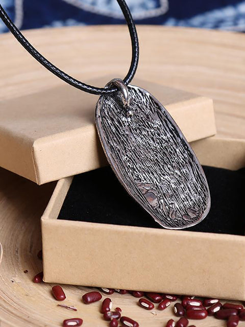 Vintage Alloy Fingerprint Pendant Sweater Necklace