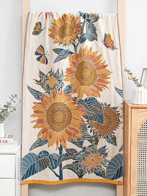 100%Cotton Sunflower Jacquard Bath Towel