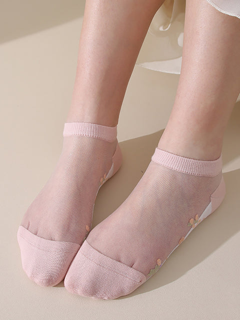 5 Pairs Women Summer Jacquard Thin Socks