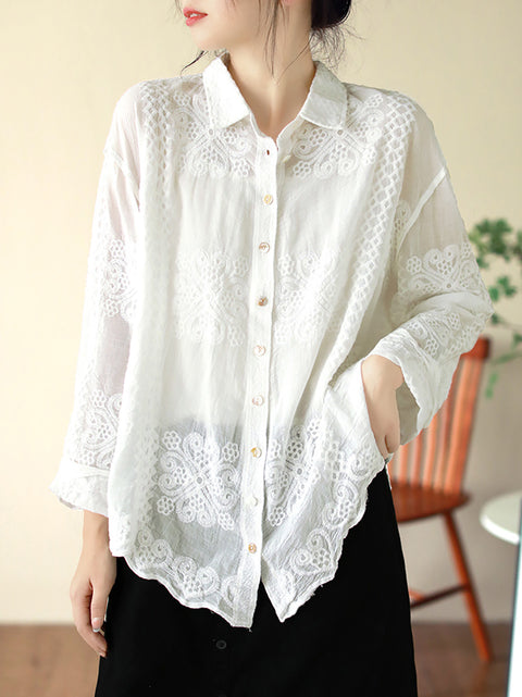 Women Summer Artsy Embroidery Shirt