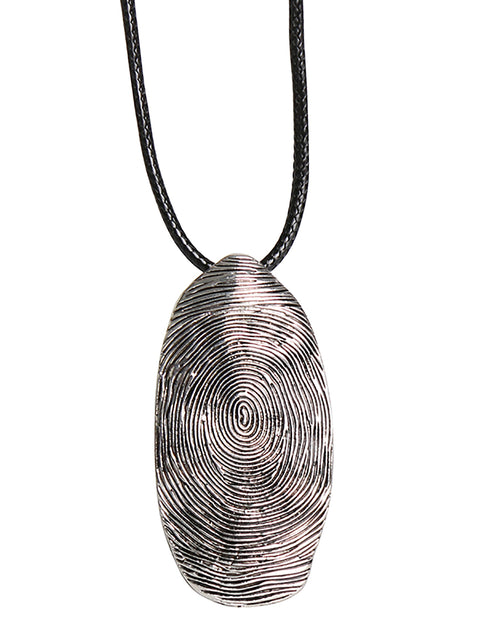 Vintage Alloy Fingerprint Pendant Sweater Necklace