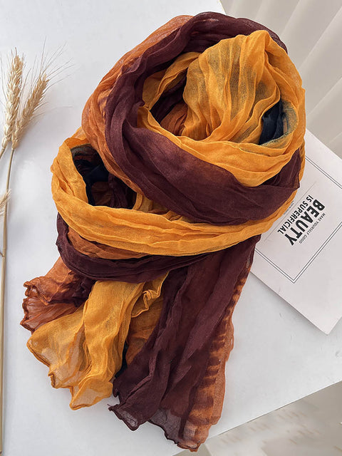 Women Artsy Colorblock Thin Autumn Shawl Scarf