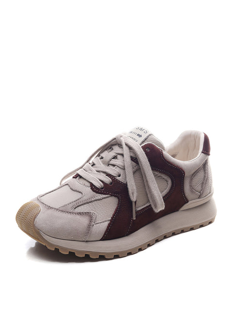 Women Casual Colorblock Leather Sport Shoes