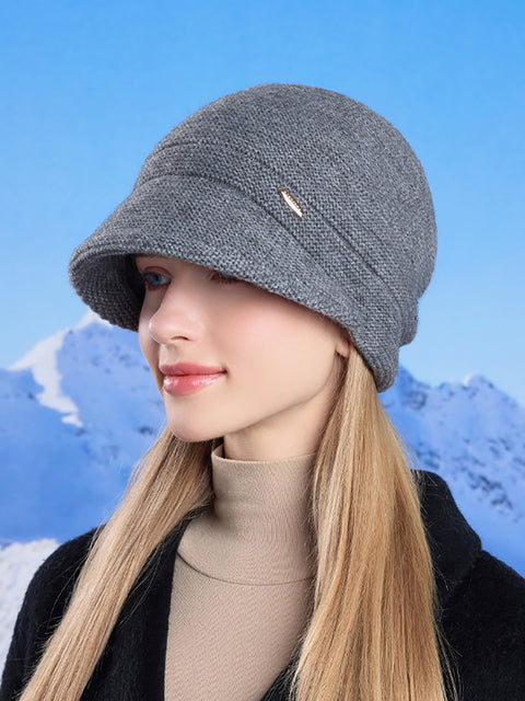 Women Winter Solid Warm Knit Hat