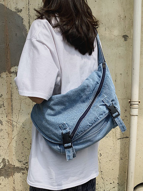 Women Vintage Denim Large Capacity Crossbody Bag