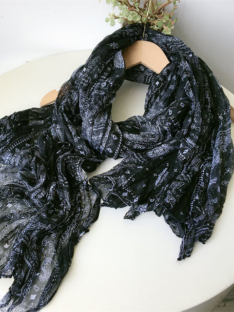 Women Ethnic Print Fold Soft Scarf