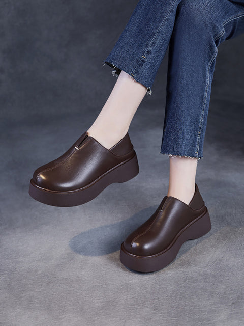 Women Casual Summer Soft Leather Platform Shoes