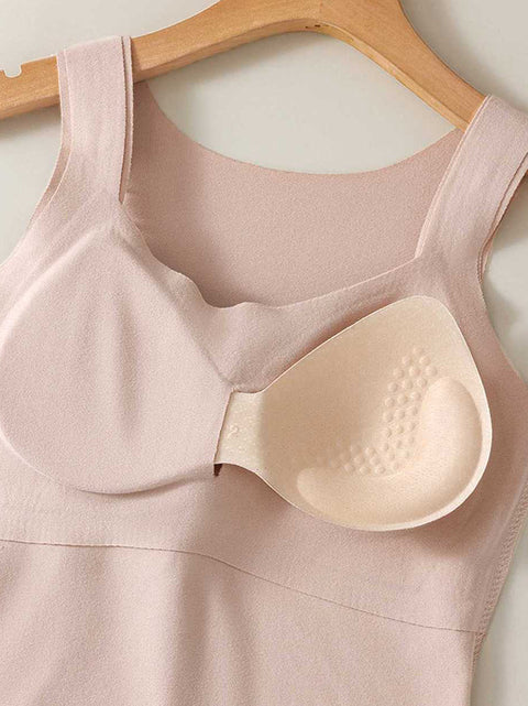 Women Winter Warm With Bra Pad Pure Color Base