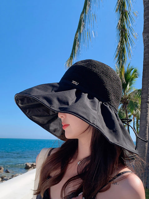 Women Summer Fashion Spliced Solid Sunproof Hat