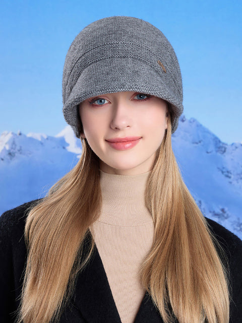 Women Winter Solid Warm Knit Hat