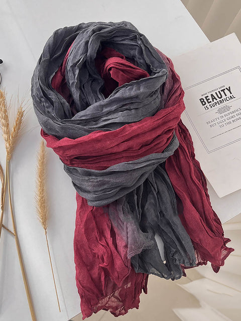 Women Artsy Colorblock Thin Autumn Shawl Scarf