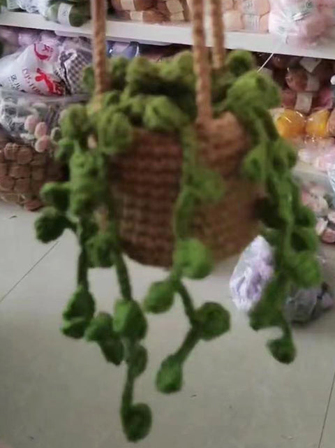 Handmade Knitted Hanging Potted Plant Car Pendant