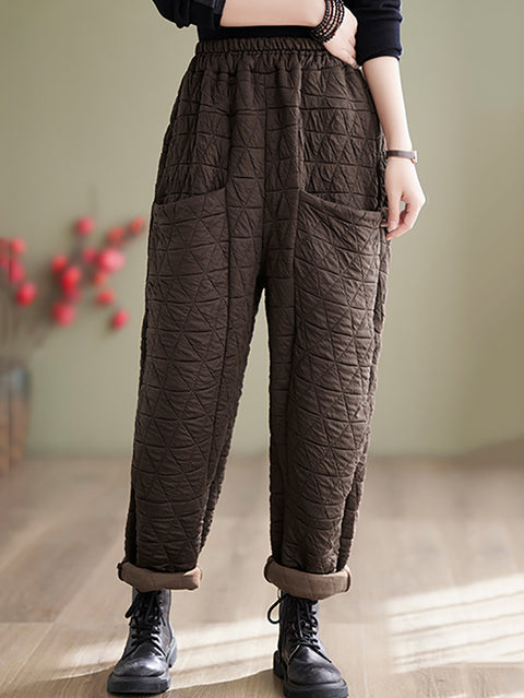 Women Winter Solid Cotton Loosee Padded Harem Pants