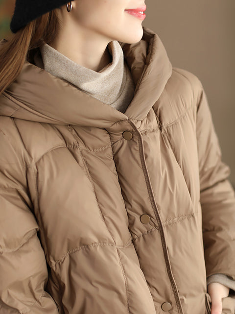 Women Winter Casual Hooded Long Down Coat