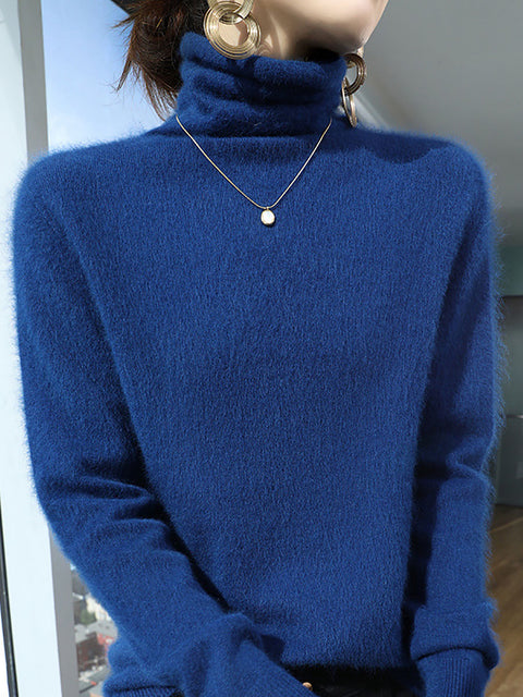 Women Autumn Turtleneck Wool Soft Warm Knit Sweater