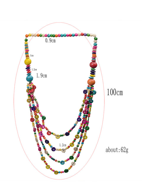 Ethnic Colorful Handmade Multi-layer Bead Knitted Necklace