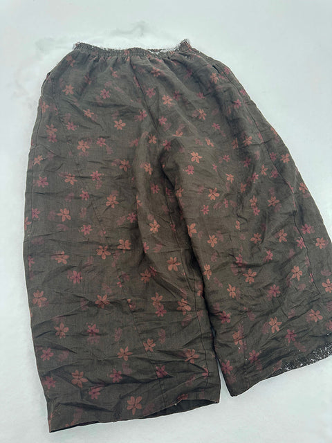 Women Vintage Floral Worn Spring Wide-leg Pants