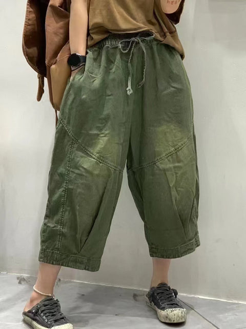 Women Summer Vintage Spliced Loose Harem Pants