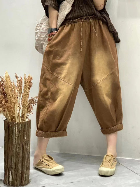 Women Summer Vintage Spliced Loose Harem Pants