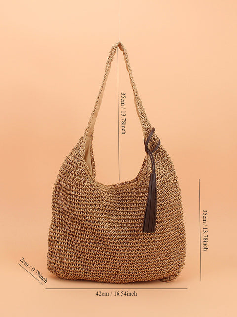 Summer Artsy Straw Weave Large Capacity Shoulder Bag