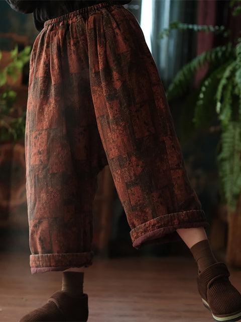 Women Autumn Vintage Flower Patch Cotton Harem Pants