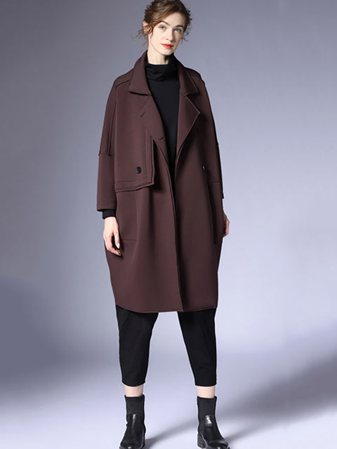 Women Autumn Fashion Solid Buttoned Coat