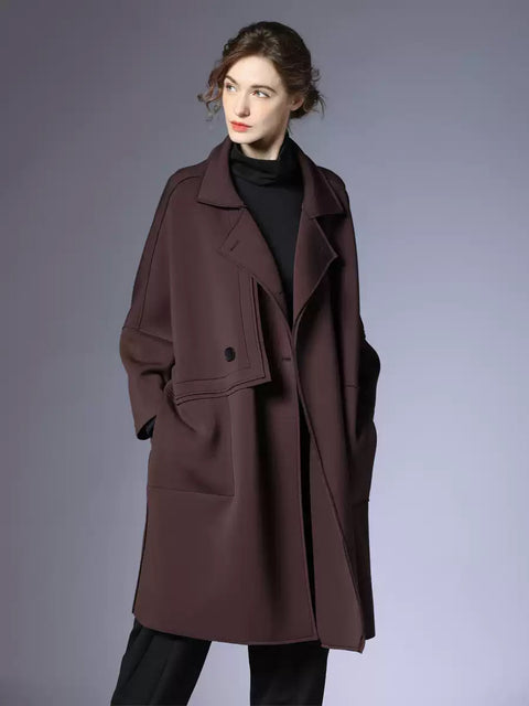 Women Autumn Fashion Solid Buttoned Coat