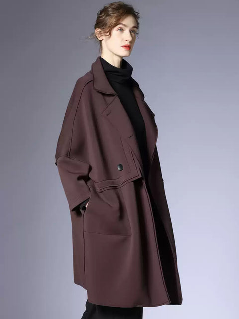 Women Autumn Fashion Solid Buttoned Coat