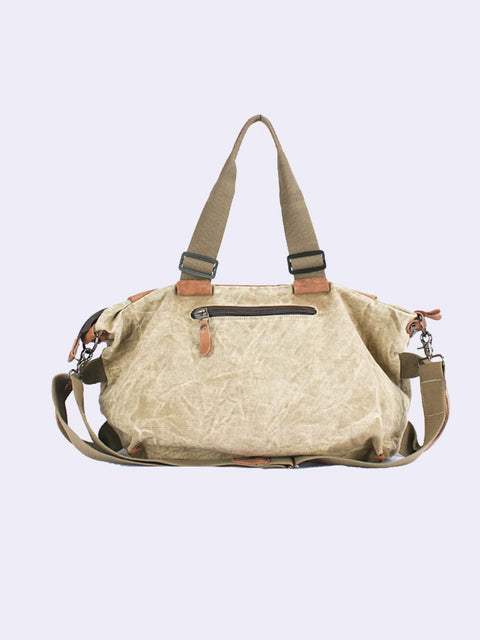 Women Casual Leather Canvas Spliced Shoulder Bag Crossbody Bag