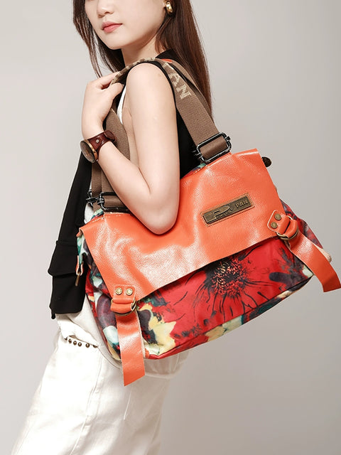 Women Retro Leather Flower Crossbody Bag Shoulde Bag