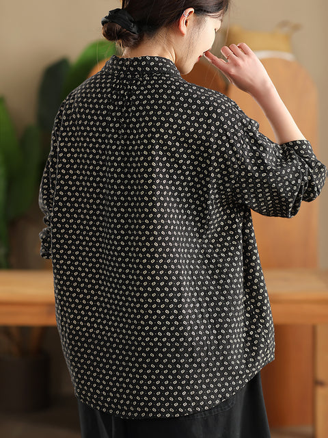 Women Spring Artsy 100%Cotton Dot Shirt