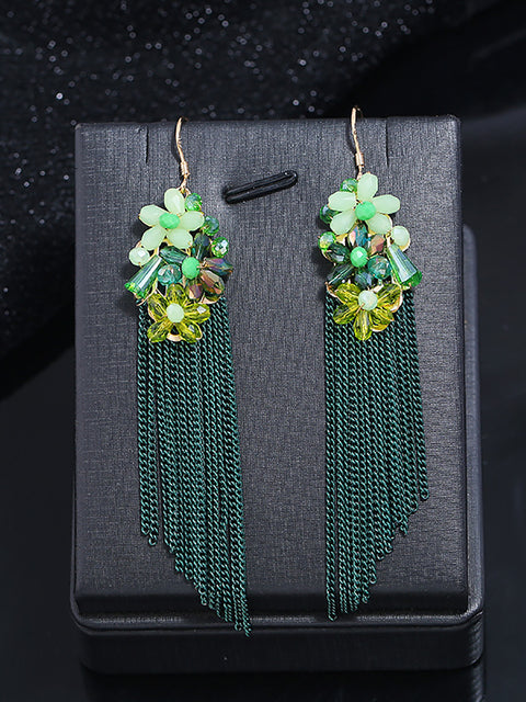 Women Bohemia Crystal Tassel Earrings