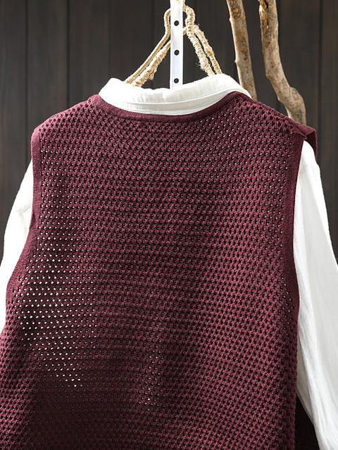 Women Spring Casual V-Neck Button Knit Vest