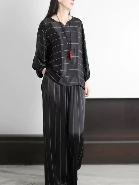 Women Spring Casual Stripe Loose Suits