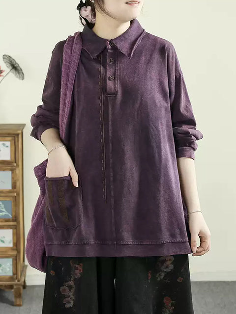 Women Summer Vintage Embroidery 100%Cotton Shirt