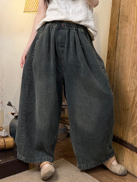 Women Spring Retro Straight Denim Pants